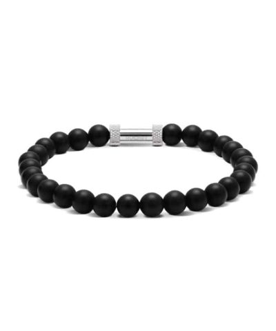 Alternative view of Zen bracelet with 6mm beads in black agate and knurled steel