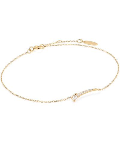 Ania Haie 14kt Gold White Sapphire Curve Bar Bracelet