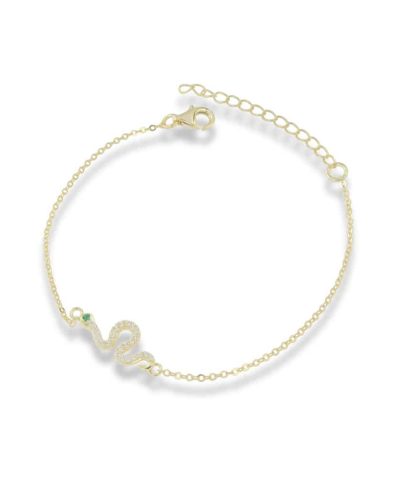 Charlotte Strømmen Jewellery candy snake stone bracelet 925+forgylt+smaragdgrønne og klare zirkoner
