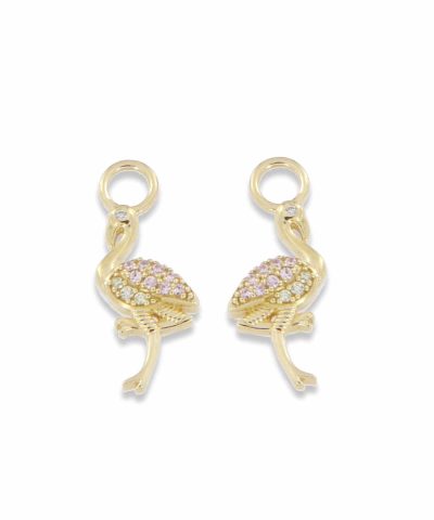 Charlotte Strømmen Jewellery flamingo charm 925s forgylt med Zirkonia