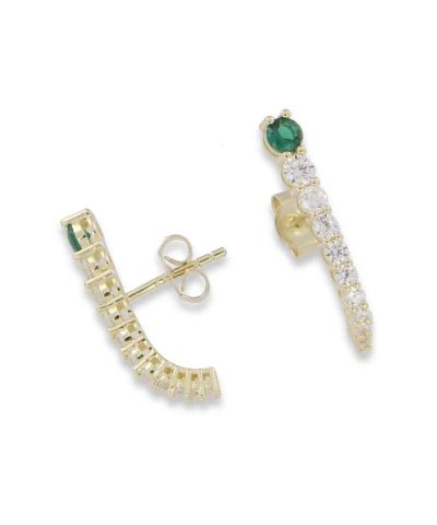 Charlotte Strømmen Jewellery tamara ørepynt 925s+forgylt+smaragdgrønne og klare zirkoner