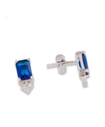 Charlotte Strømmen Jewellery arrow blue ørepynt 925+safirblå og klare zirkoner