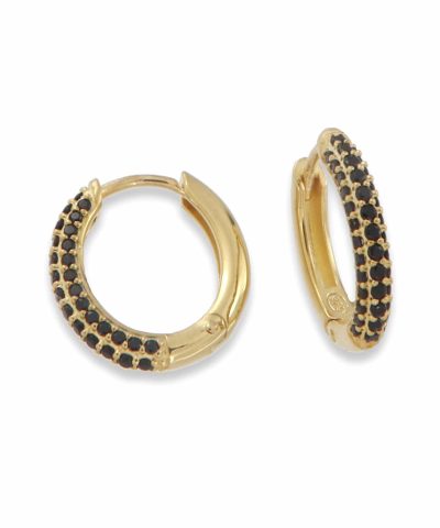 Charlotte Strømmen Jewellery Pippa medio Creoler forgylt med sorte Zirkonia