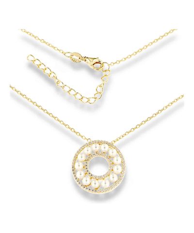 Charlotte Strømmen Jewellery charlene collier 925s+forgylt+perler+zirkoner