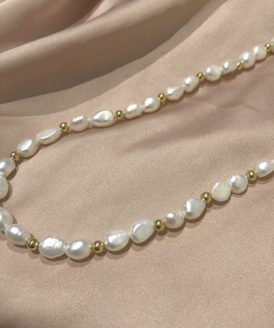 Charlotte Strømmen Jewellery borabora collier 925+forgylt+perler