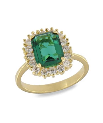 Charlotte Strømmen Jewellery lux grande ring forgylt+smaragdgrønn og klare zirkoner