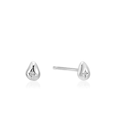 Ania Haie Silver Pebble Sparkle Stud Earrings