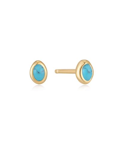 Ania Haie Gold Turquoise Wave Stud Earrings