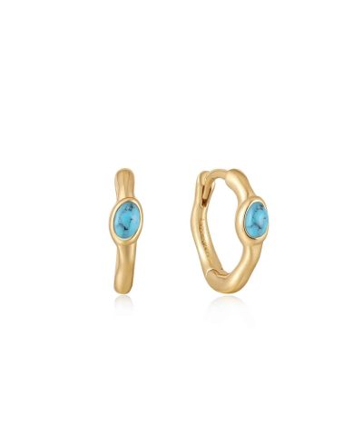 Ania Haie Gold Turquoise Wave Huggie Hoop Earrings