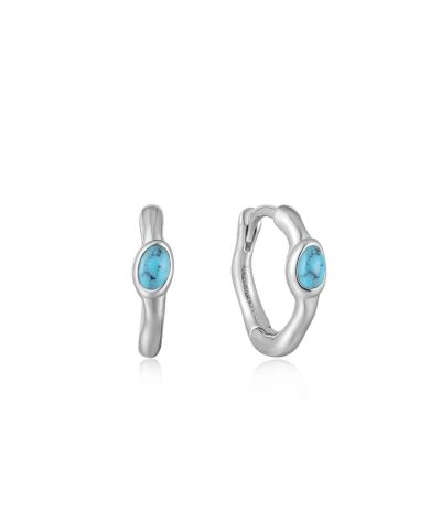 Ania Haie Silver Turquoise Wave Huggie Hoop Earrings
