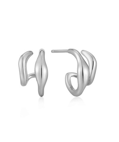 Ania Haie Silver Wave Double Hoop Stud Earrings
