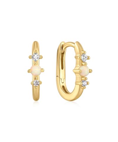 Ania Haie Gold Kyoto Opal Oval Huggie Hoop Earrings