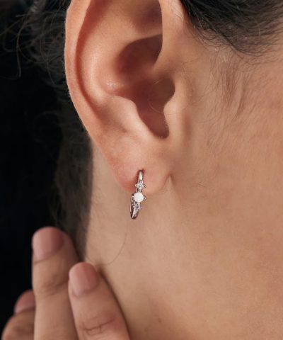 Alternative view of Ania Haie Silver Kyoto Opal Oval Huggie Hoop Earrings