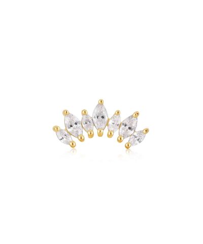 Ania Haie Gold Sparkle Marquise Climber Barbell Single Earring