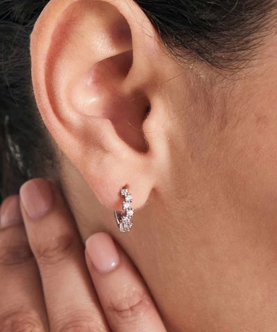 Alternative view of Ania Haie Silver Sparkle Cluster Huggie Hoop Earrings