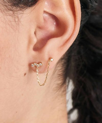 Alternative view of Ania Haie Gold Celestial Drop Chain Barbell Single Earring