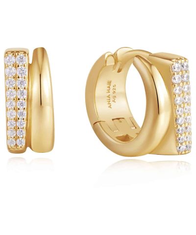 Ania Haie Gold Pavé Double Huggie Hoop Earrings