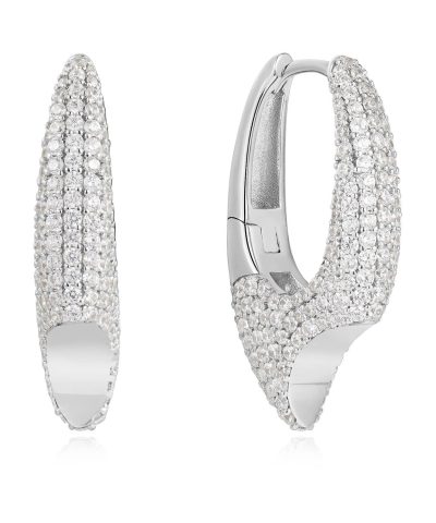 Ania Haie Silver Pavé Arrow Hoop Earrings