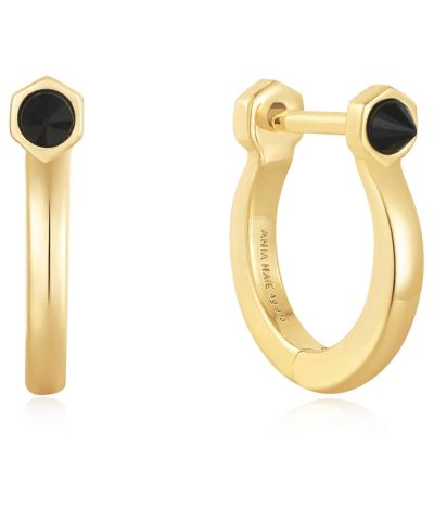 Ania Haie Gold Black Agate Huggie Hoop Earrings