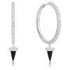 Ania Haie Silver Black Agate Drop Hoop Earrings