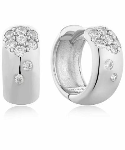 Ania Haie Silver Sparkle Chubby Huggie Hoop Earrings