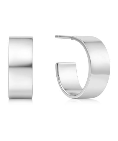 Ania Haie Silver Flat Medium Hoop Earrings