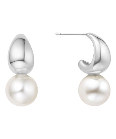 Ania Haie Silver Pearl Dome Hoop Earrings