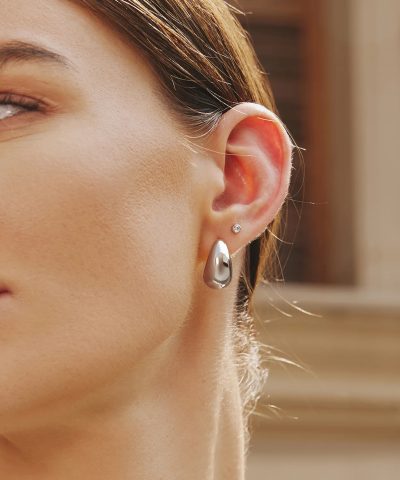 Alternative view of Ania Haie Silver Bold Dome Hoop Earrings