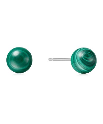 Ania Haie Silver Malachite Sphere Stud Earrings