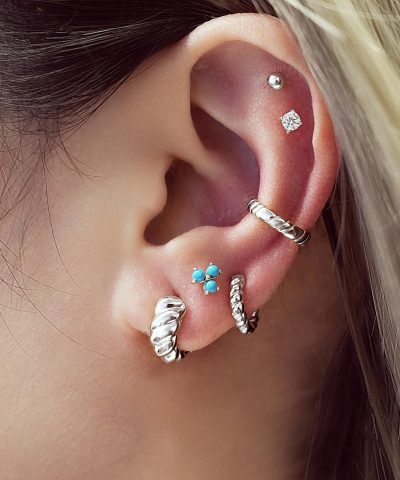 Alternative view of Ania Haie Silver Bold Texture Small Hoop Earrings