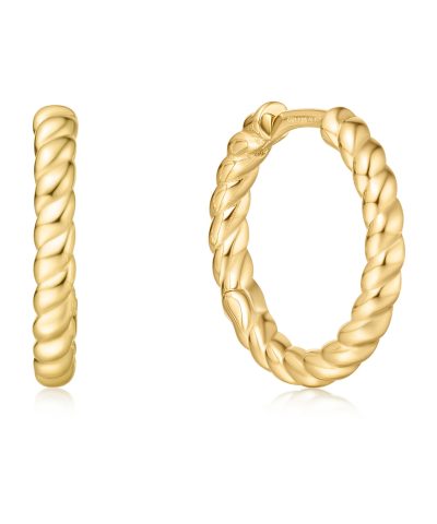 Ania Haie Gold Texture Medium Hoop Earrings