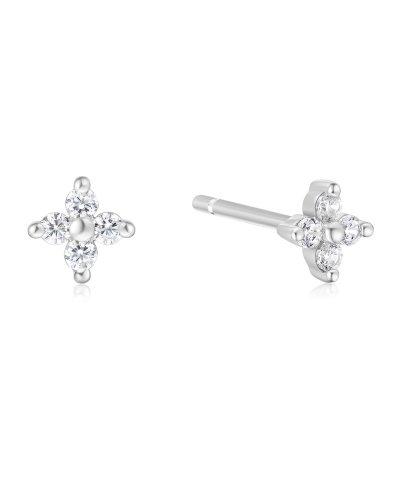 Ania Haie Silver Four-Petal Stud Earrings