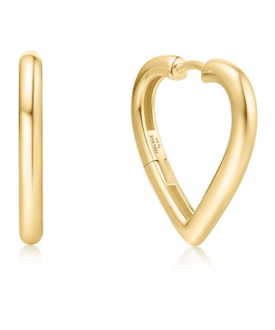 Ania Haie Gold Medium Heart Hoop Earrings