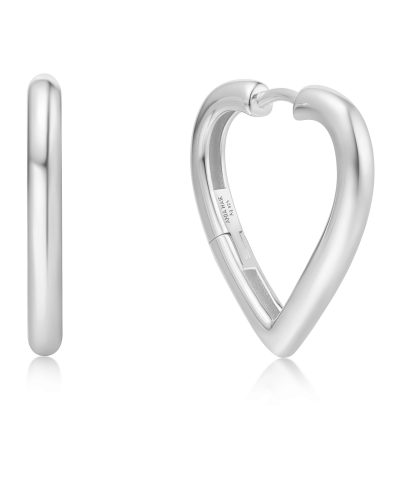 Ania Haie Silver Medium Heart Hoop Earrings