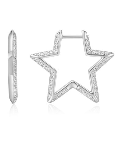 Ania Haie Silver Medium Star Pave Earrings