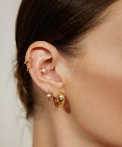 Alternative view of Ania Haie Gold Chubby Medium Hoop Earrings