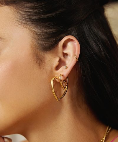 Alternative view of Ania Haie Gold Medium Heart Hoop Earrings