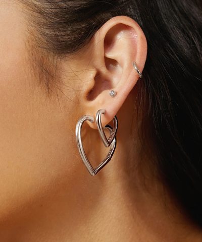 Alternative view of Ania Haie Silver Medium Heart Hoop Earrings