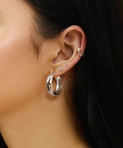 Alternative view of Ania Haie Silver Chubby Large Hoop Earrings
