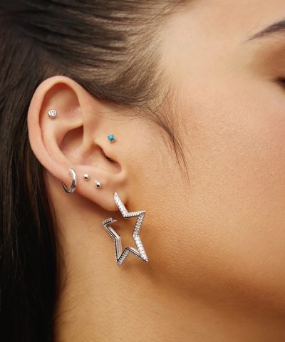 Alternative view of Ania Haie Silver Large Star Pave Earrings
