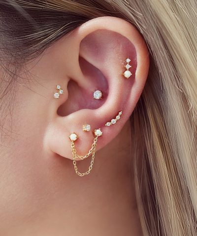 Alternative view of Ania Haie Gold Bezel Beaded Stone Stud Earrings