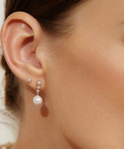 Alternative view of Ania Haie Silver Tennis Beaded Stone Pearl Earrings