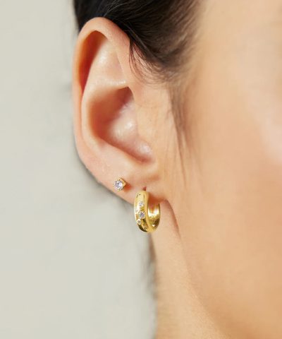 Alternative view of Ania Haie Gold Small Chubby Sparkling Hoop Earrings