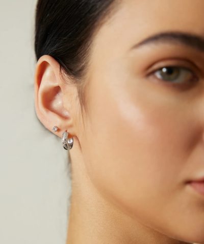 Alternative view of Ania Haie Silver Small Chubby Sparkling Hoop Earrings