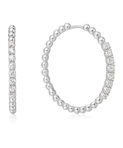 Ania Haie Silver Large Claw Sphere Hoop Earrings