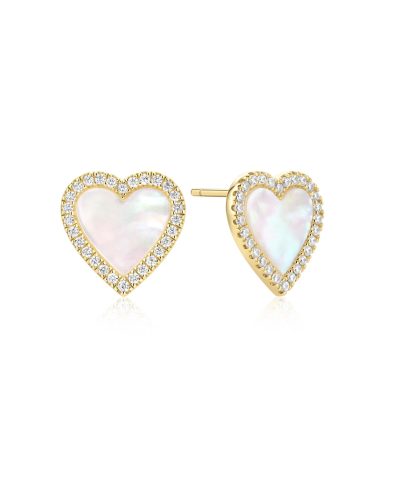 Ania Haie Gold Mother of Pearl Halo Heart Stud Earrings