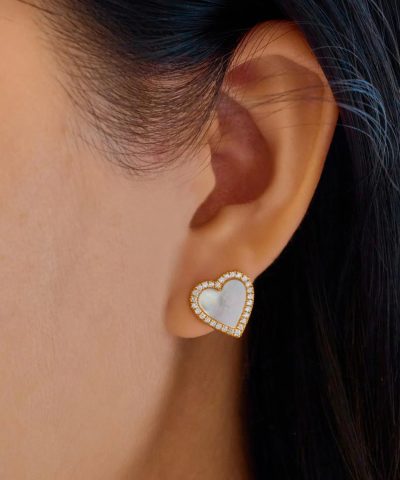 Alternative view of Ania Haie Gold Mother of Pearl Halo Heart Stud Earrings