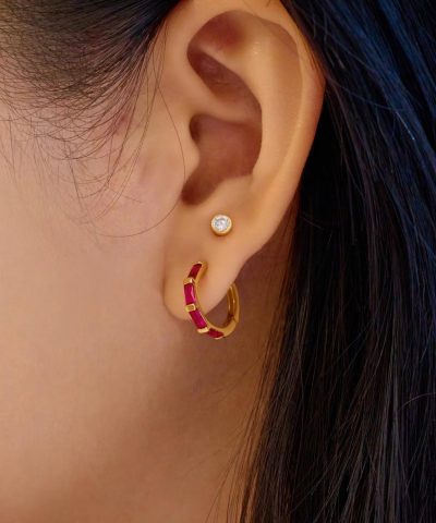 Alternative view of Ania Haie Gold Rosé Holiday Huggie Hoop Earrings