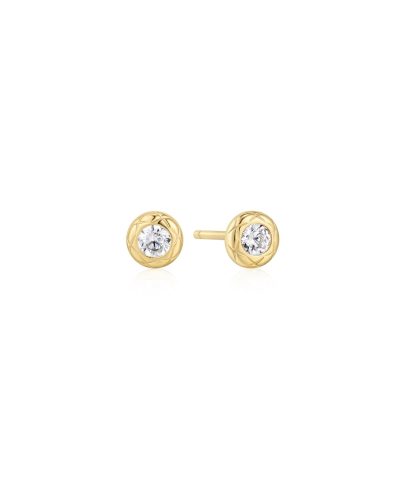 Ania Haie Gold Textured Bezel-Set Stud Earrings