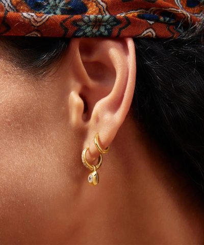 Alternative view of Ania Haie Gold Modern Bezel-Set Huggie Hoop Earrings